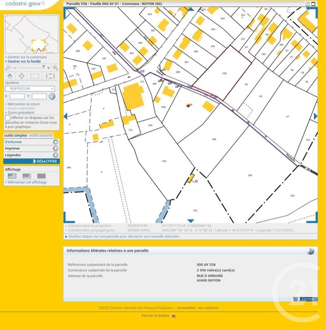 terrain à vendre - 2596.0 m2 - NOYON - 60 - PICARDIE - Century 21 Saint Eloi
